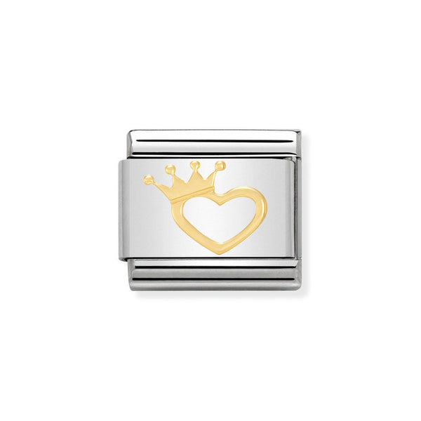 Nomination Classic Link Heart with Crown Charm in Gold