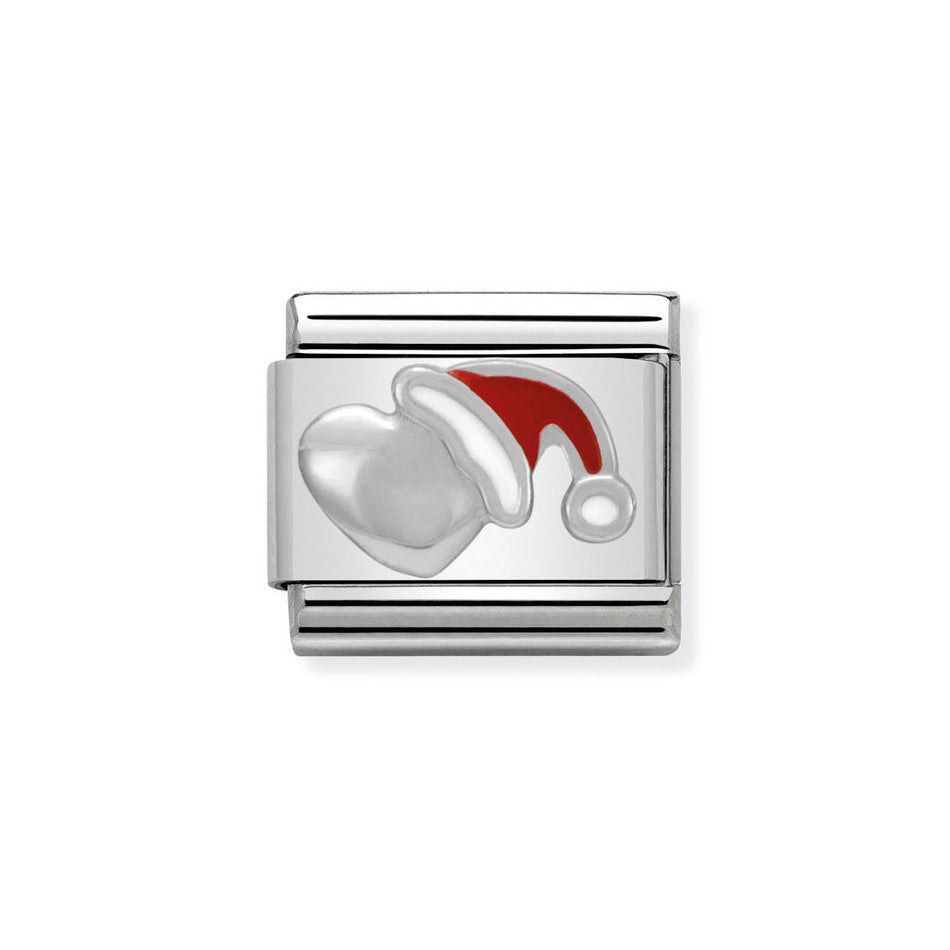 Nomination Classic Link Heart with Santa Hat Charm in Silver
