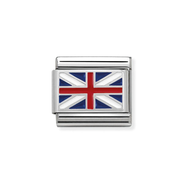 Nomination Classic Link Great Britain Flag Charm in Silver