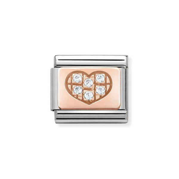 Nomination Classic Link CZ Heart Charm in Rose Gold