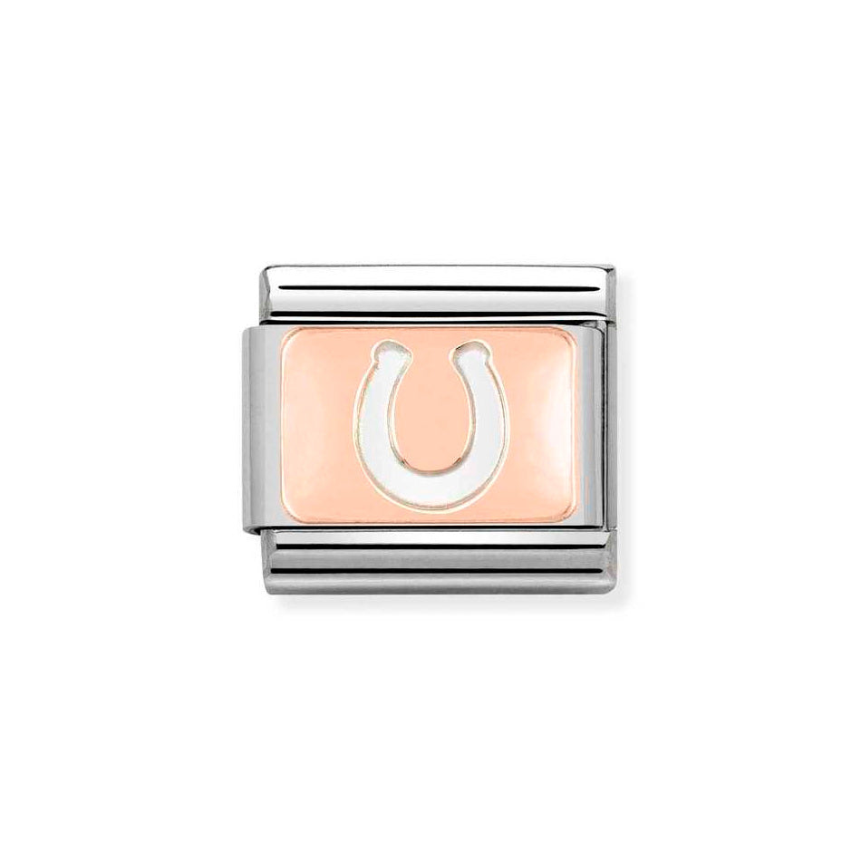Nomination Classic Link Horseshoe Charm in Rose Gold