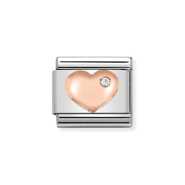 Nomination Classic Link Heart with CZ Charm in Rose Gold