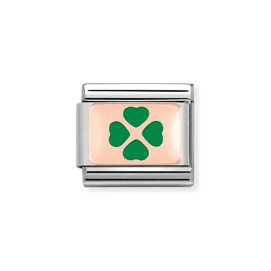 Nomination Classic Link Four Leaf Clover Charm in Rose Gold
