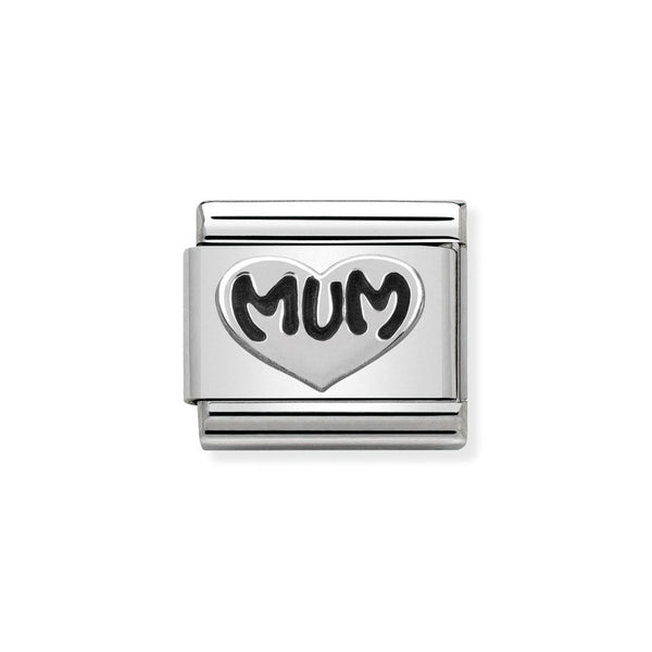 Nomination Classic Link Mum Heart Charm in Silver