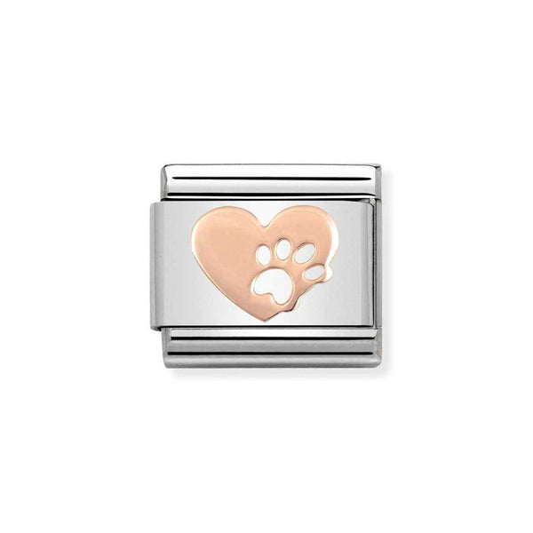Nomination Classic Link Heart with Paw Charm in Rose Gold