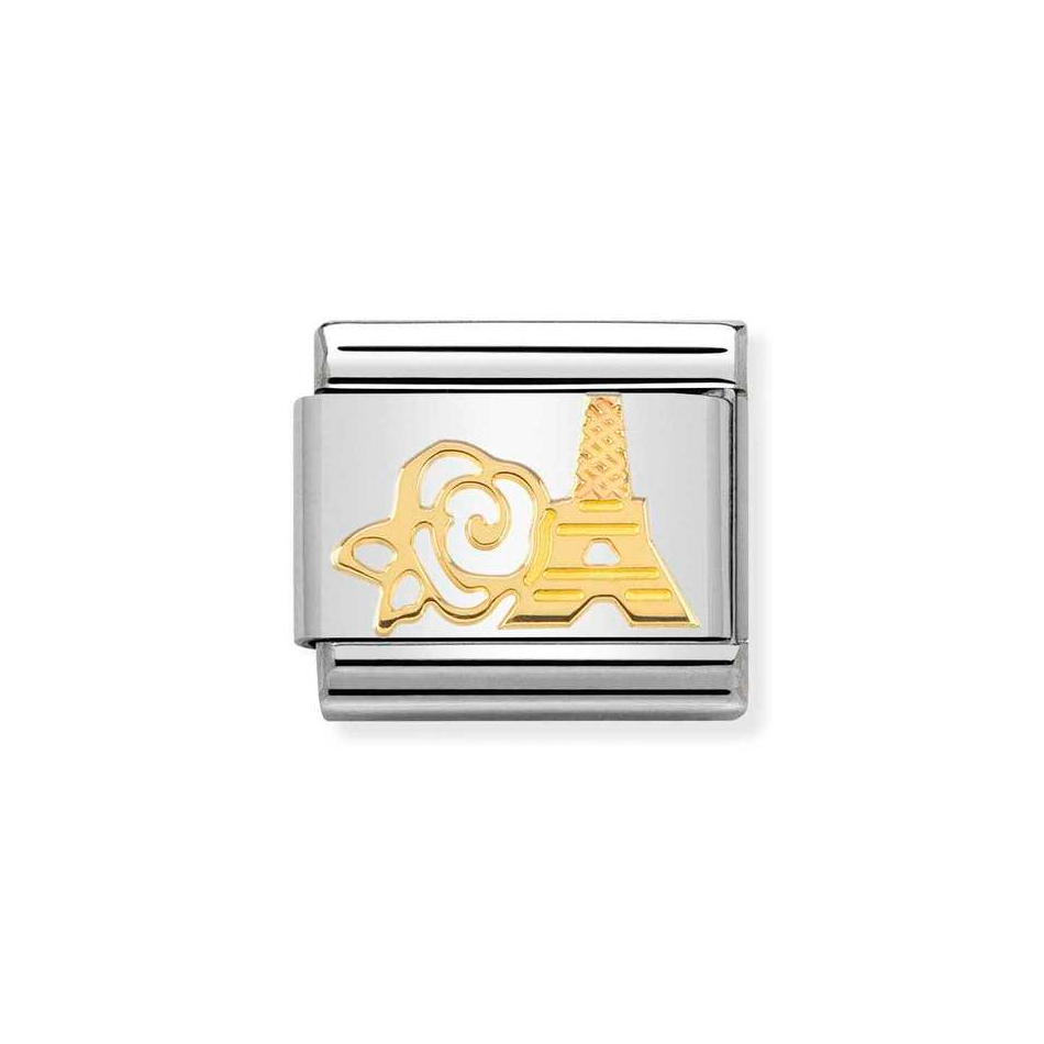Nomination Classic Link Rose & Eiffel Tower Charm in Gold
