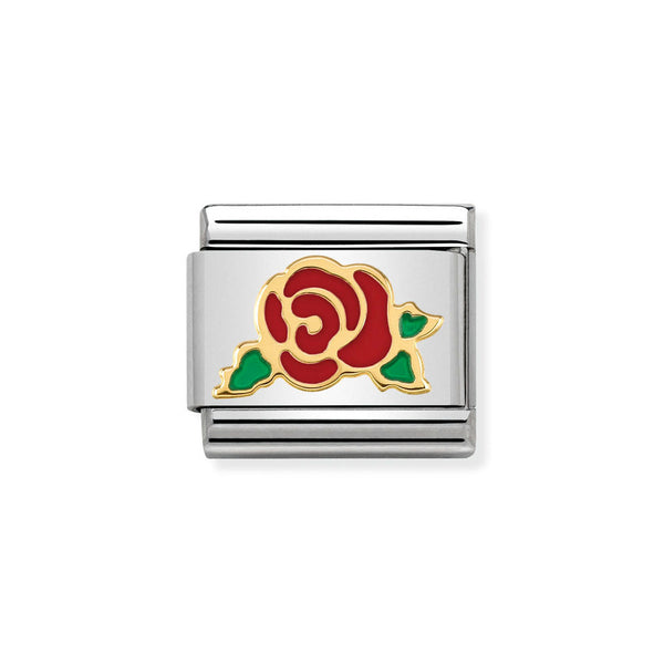 Nomination Classic Link Red Rose Versailles Charm in Gold