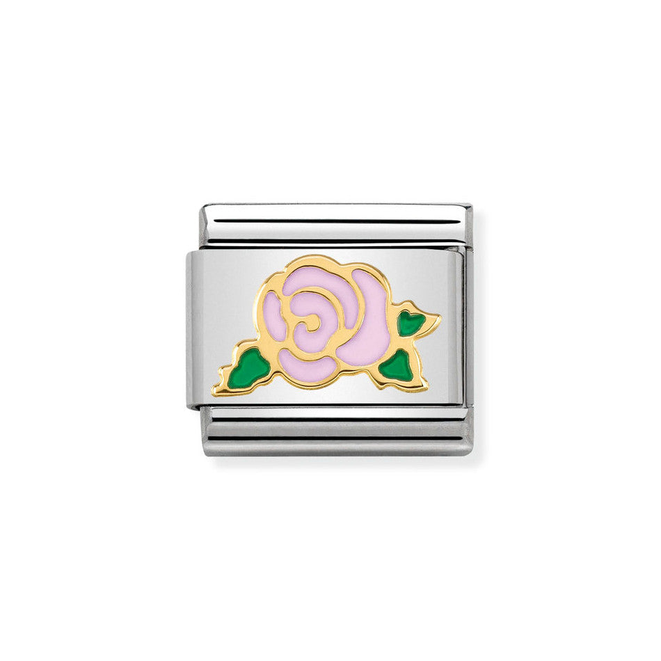 Nomination Classic Link Pink Rose Versailles Charm in Gold