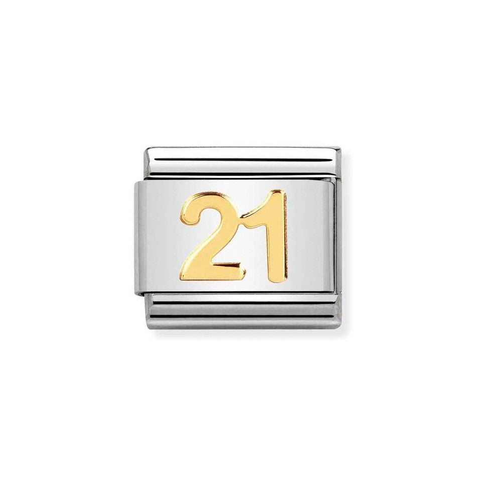 Nomination Classic Link Number 21 Charm in Gold