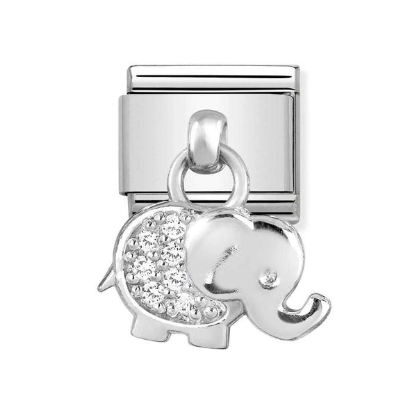 Nomination Classic Link Pendant CZ Elephant Charm in Silver