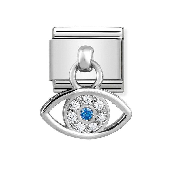 Nomination Classic Link Pendant CZ Greek Eye Charm in Silver