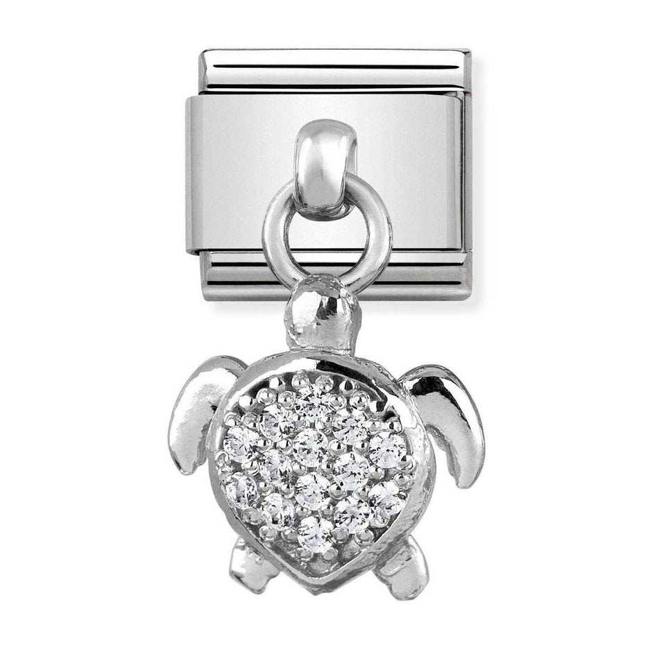 Nomination Classic Link Pendant CZ Sea Turtle Charm in Silver