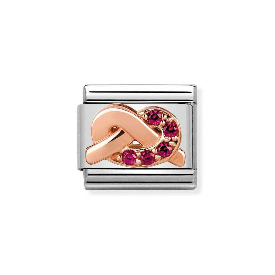 Nomination Classic Link Love Knot Charm in Rose Gold with CZ
