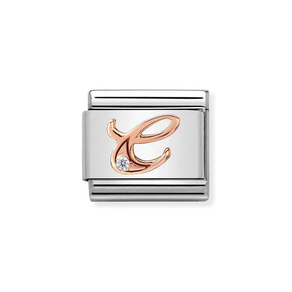 Nomination Classic Link Letter C Charm in Rose Gold with Cubic Zirconia