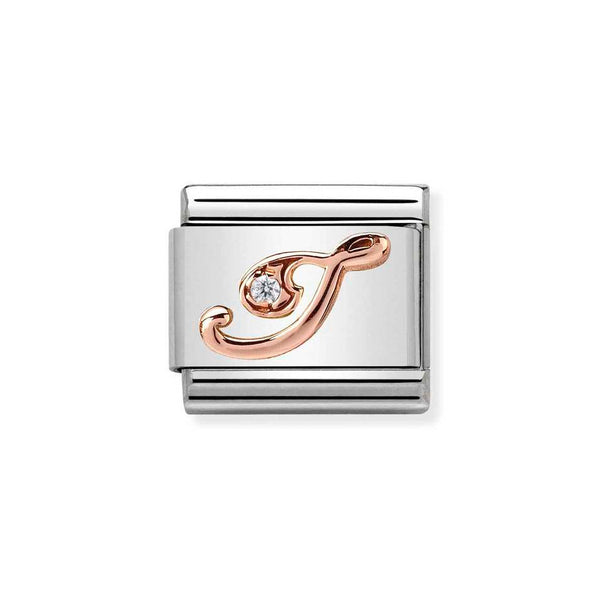 Nomination Classic Link Letter I Charm in Rose Gold with Cubic Zirconia