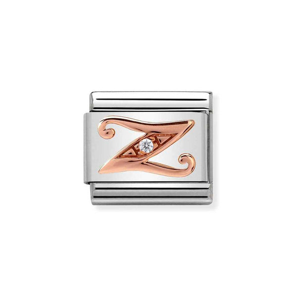 Nomination Classic Link Letter Z Charm in Rose Gold with Cubic Zirconia