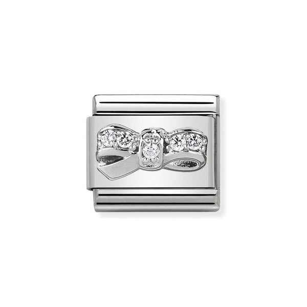 Nomination Classic Link CZ Bow Charm in Silver