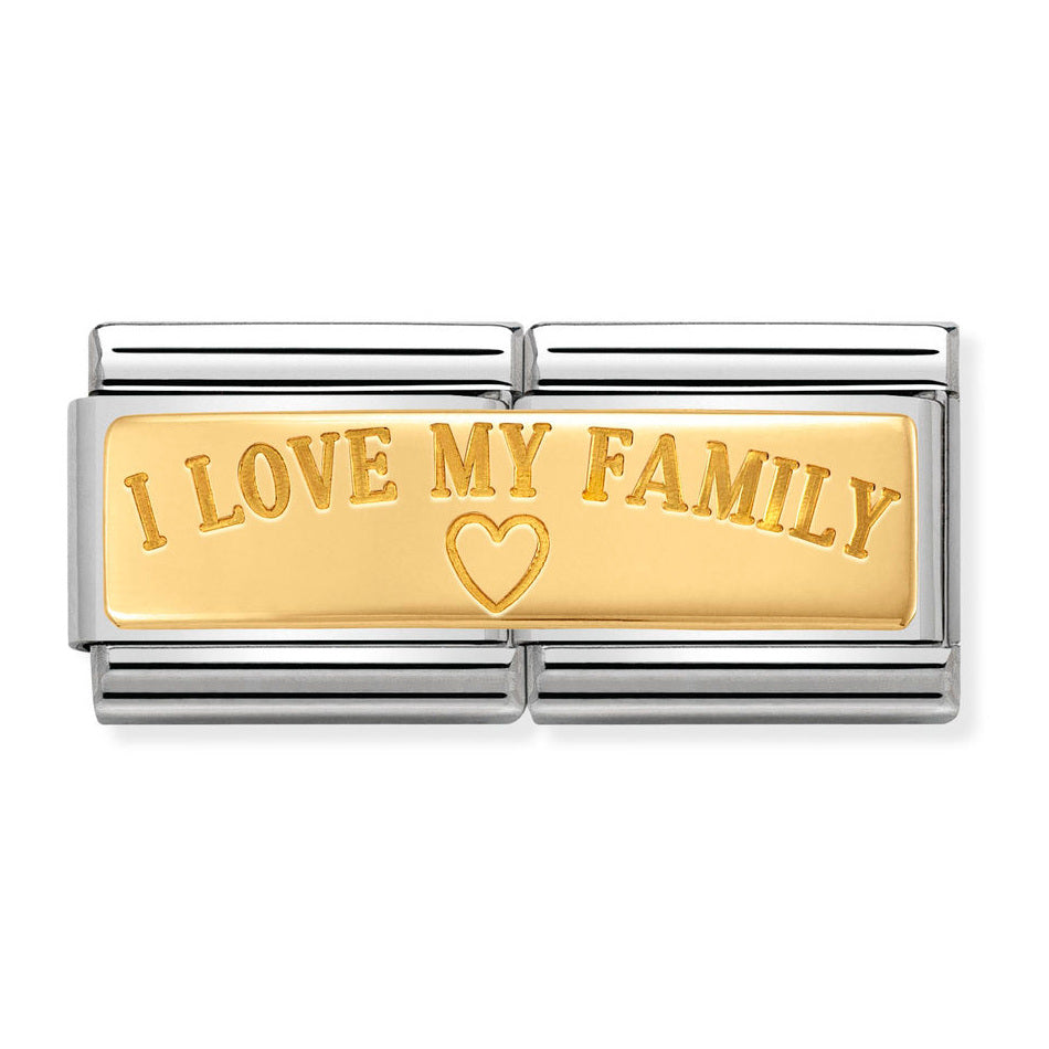 Nomination Double Link I Love My Family Charm in Gold