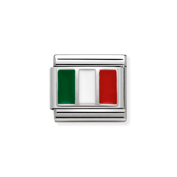 Nomination Classic Link Italy Flag Charm in Silver