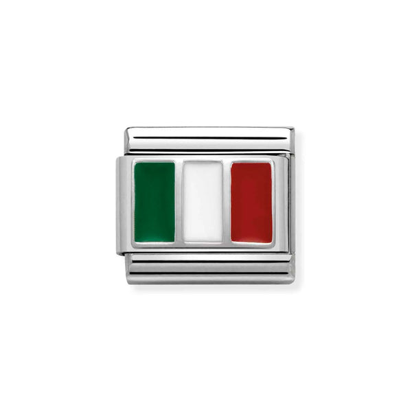 Nomination Classic Link Italy Flag Charm in Silver