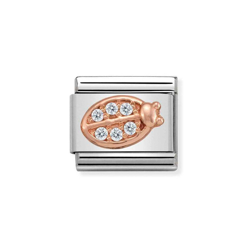 Nomination Classic Link CZ Ladybug Charm in Rose Gold