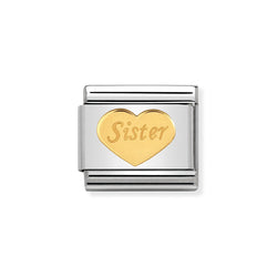 Nomination Classic Link Sister Heart Charm in Gold