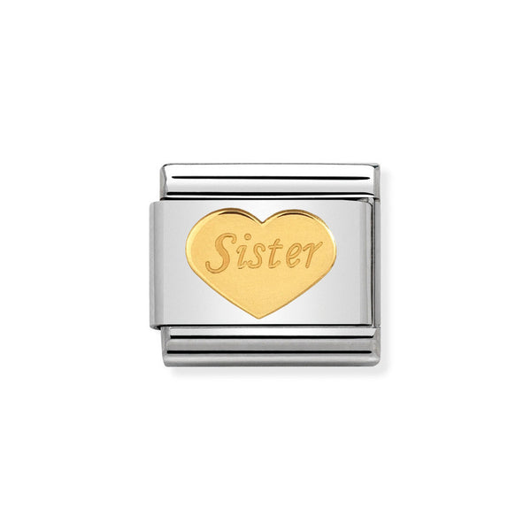 Nomination Classic Link Sister Heart Charm in Gold