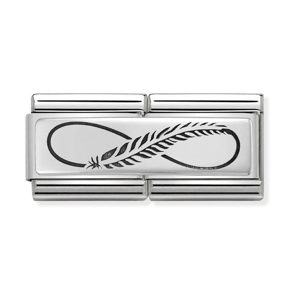Nomination Double Link Feather Infinity Charm in Silver
