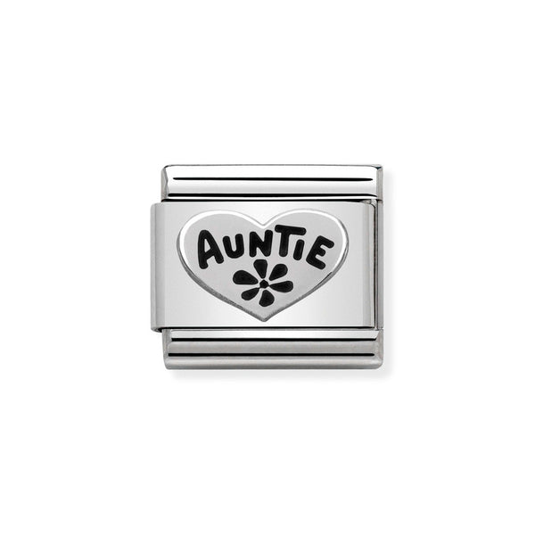 Nomination Classic Link Auntie Heart Charm in Silver