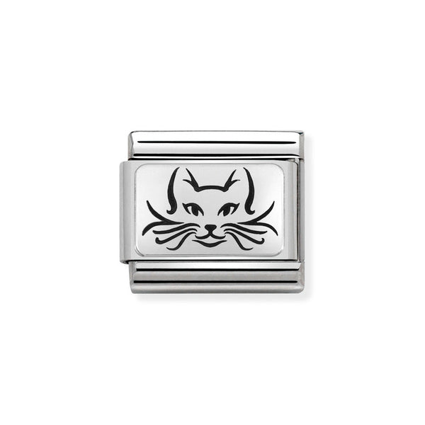 Nomination Classic Link Cat Charm in Silver