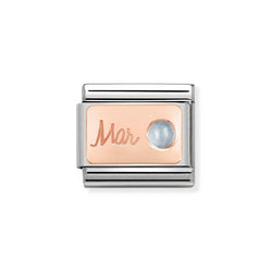 Nomination Classic Link March Aquamarine Charm in Rose Gold