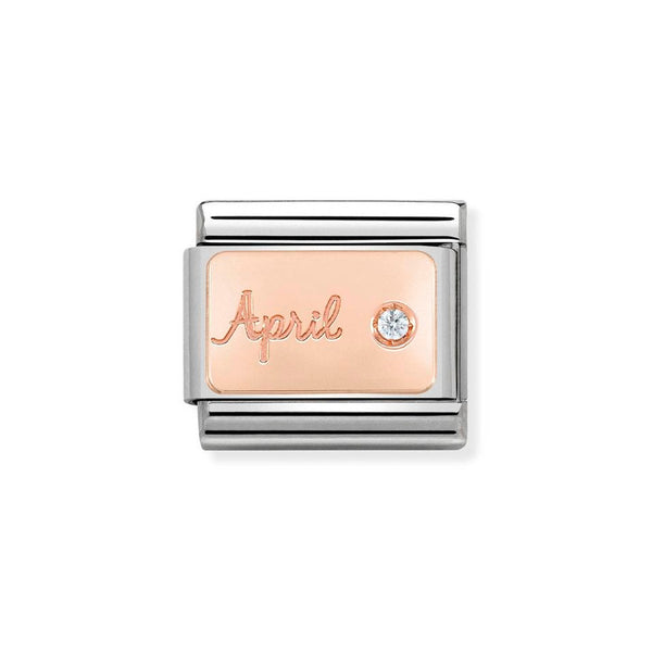 Nomination Classic Link April Diamond Charm in Rose Gold