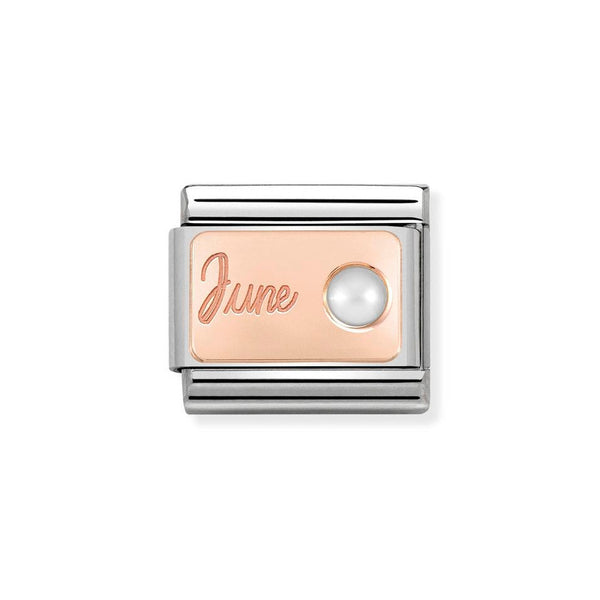 Nomination Classic Link June Pearl Charm in Rose Gold