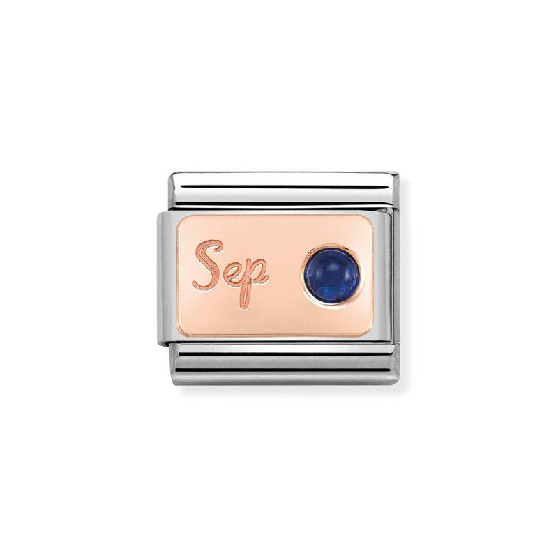 Nomination Classic Link September Sapphire Charm in Rose Gold