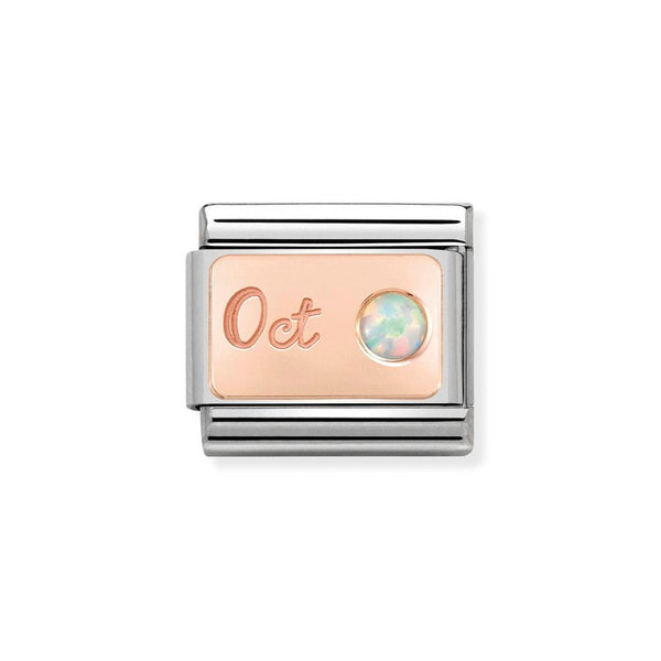 Nomination Classic Link October Opal Charm in Rose Gold