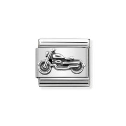 Classic Link Vintage Motorbike Charm in Silver