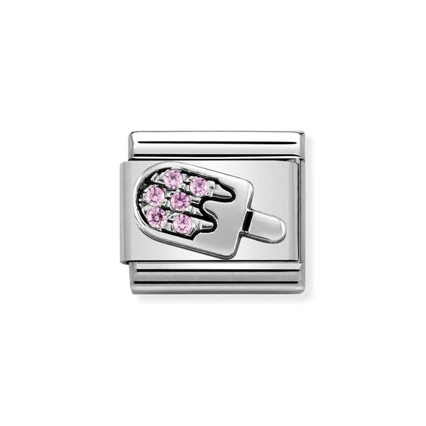 Nomination Classic Link Ice Cream Charm in Silver with Cubic Zirconia