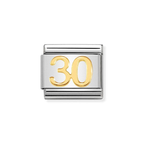 Nomination Classic Link Number 30 Charm in Bonded Yellow Gold