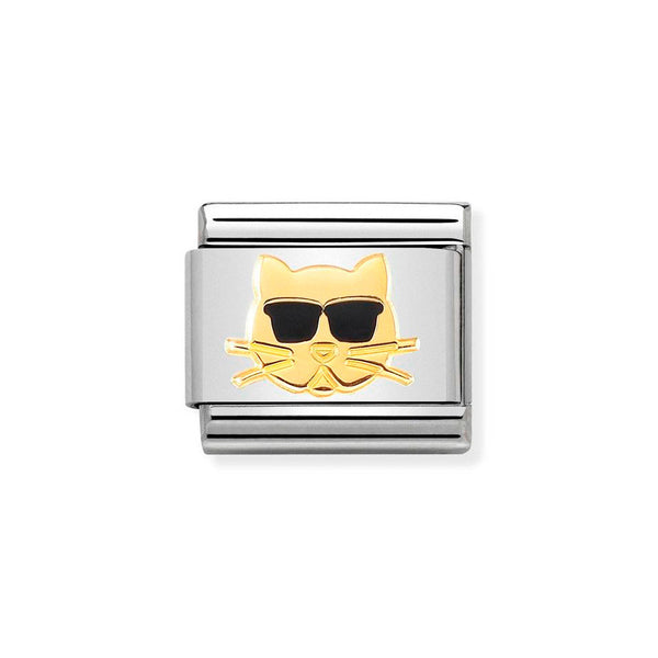 Nomination Classic Link Cat with Sunglasses Charm in Gold