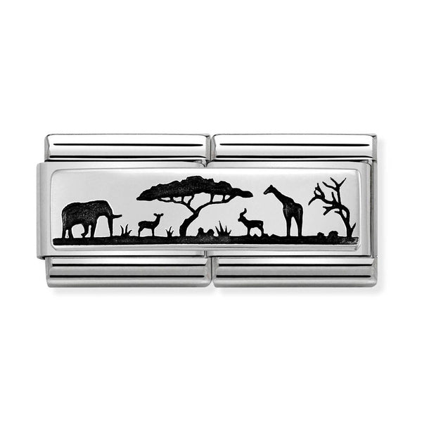 Nomination Double Link African Savannah Charm in Silver