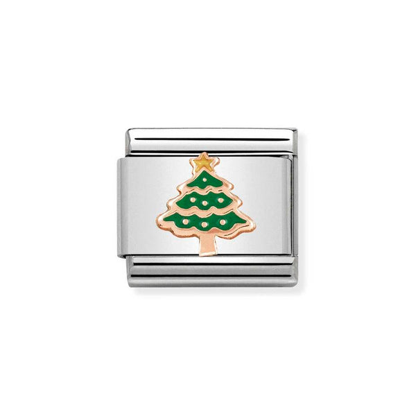 Nomination Classic Link Christmas Tree Charm in Rose Gold