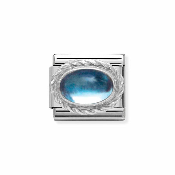 Nomination Classic Link Rich Set Blue Topaz Charm in Silver