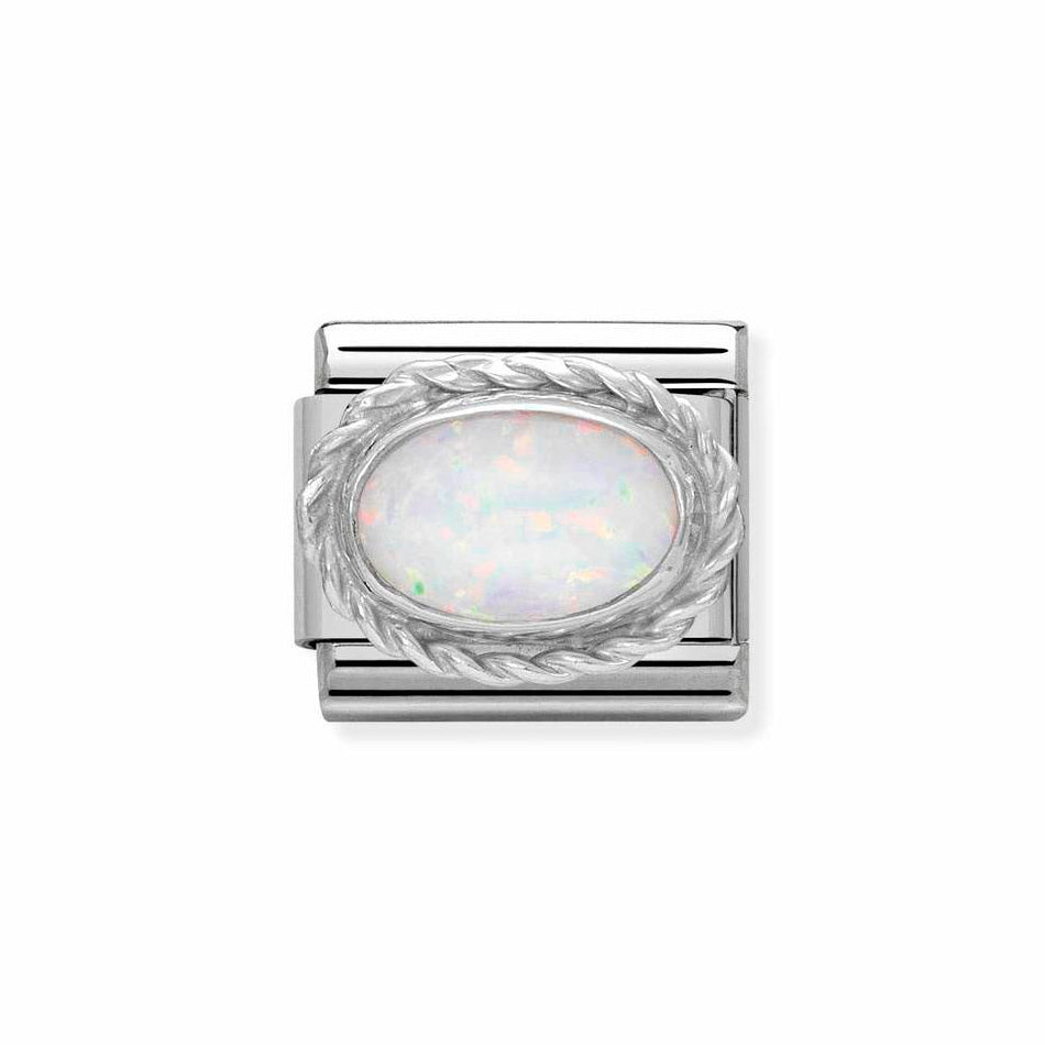 Nomination Classic Link Rich Set White Opal Charm in Silver