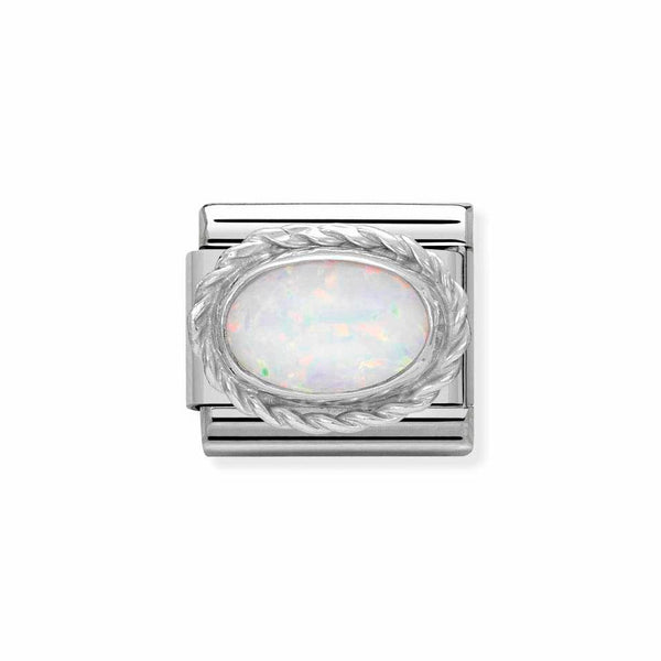 Nomination Classic Link Rich Set White Opal Charm in Silver