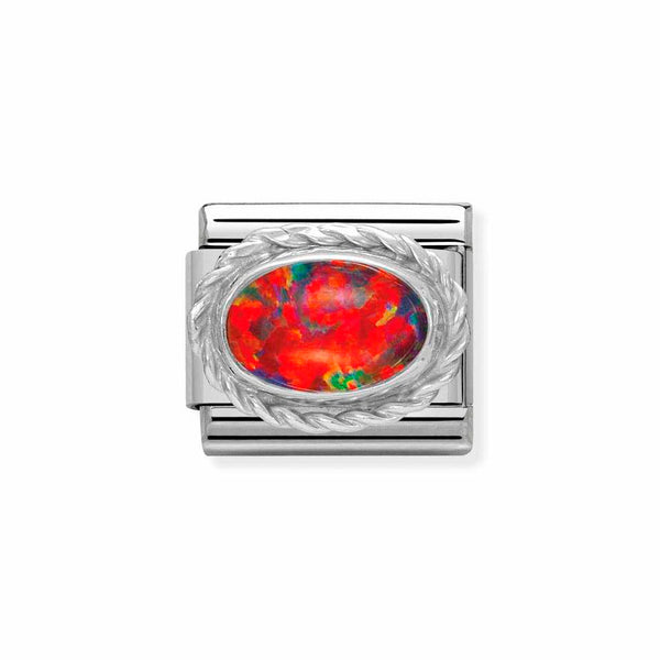 Nomination Classic Link Rich Set Red Opal Charm in Silver