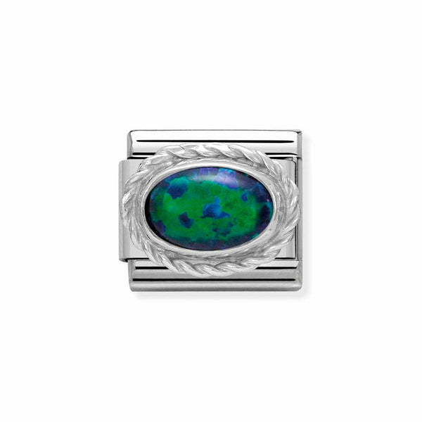 Nomination Classic Link Rich Set White Green Charm in Silver