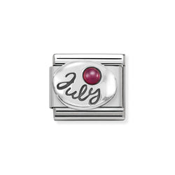Nomination Classic Link July Ruby Charm in Silver