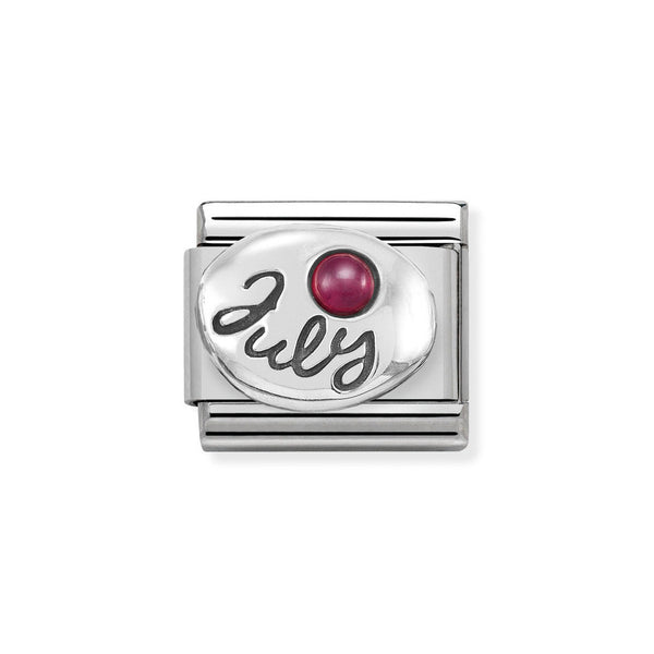 Nomination Classic Link July Ruby Charm in Silver