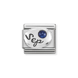 Nomination Classic Link September Sapphire Charm in Silver