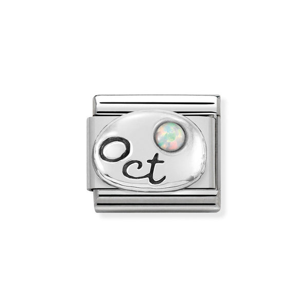 Nomination Classic Link October Opal Charm in Silver